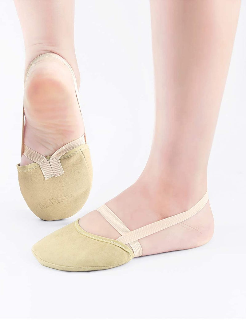 Daydance أحذية الجمباز للفتيات من دايدانس، أحذية نصف إصبع من الألياف الدقيقة للنساء، لون تان - Image 4